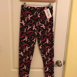 Pink Ribbons Leggings OS